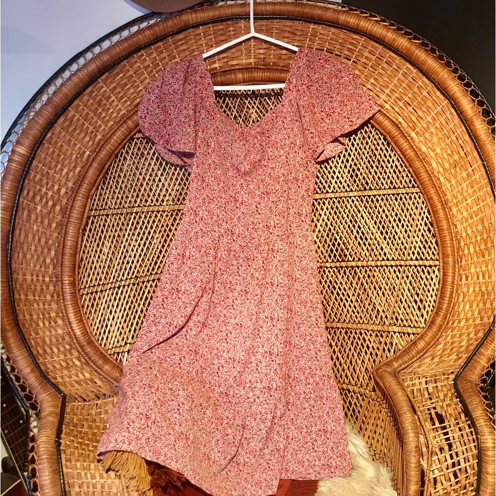 Floral Pink Midi Dress Flattering